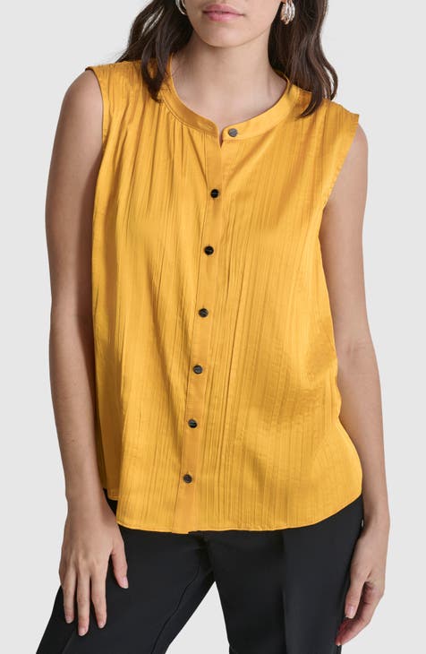 NORDSTROM Yellow Gemma Silk Side offers Pocket Geometric Racerback Tank Top Blouse M