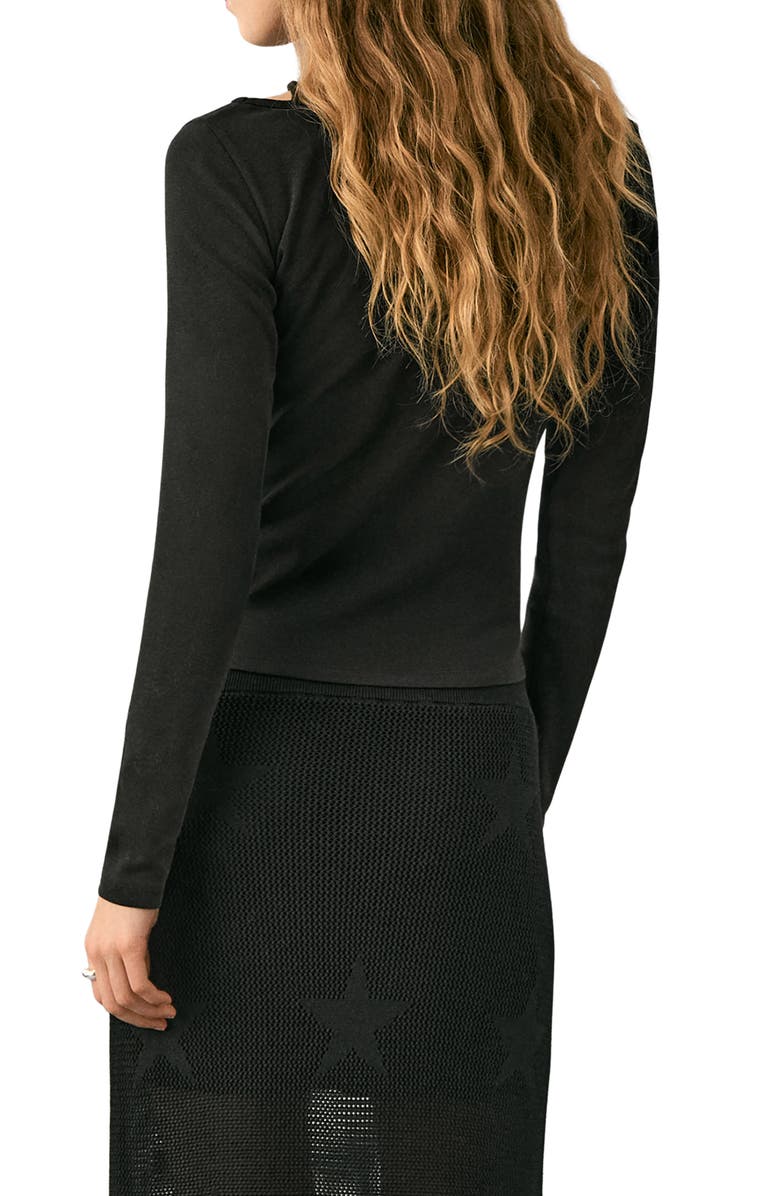 MANGO TEEN Semisheer Knit Top, Alternate, color, Black