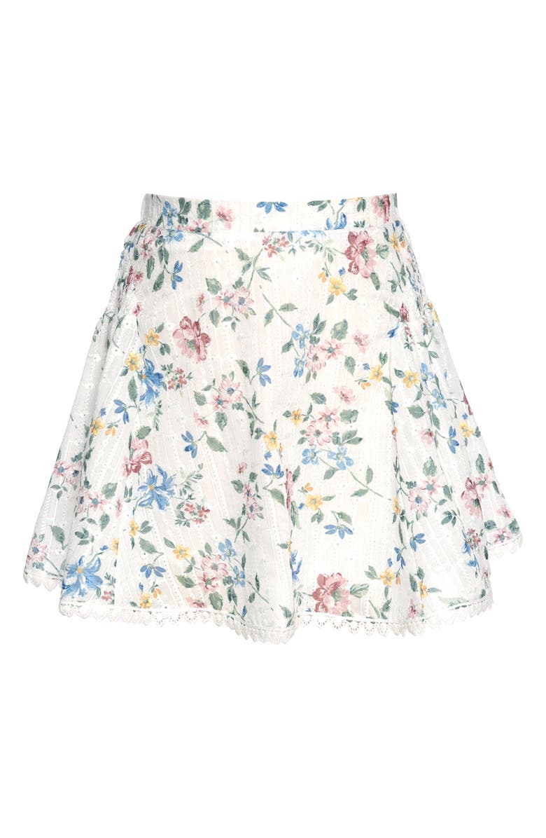 Hannah Banana Kids' Print Flare Miniskirt, Main, color, White Multi