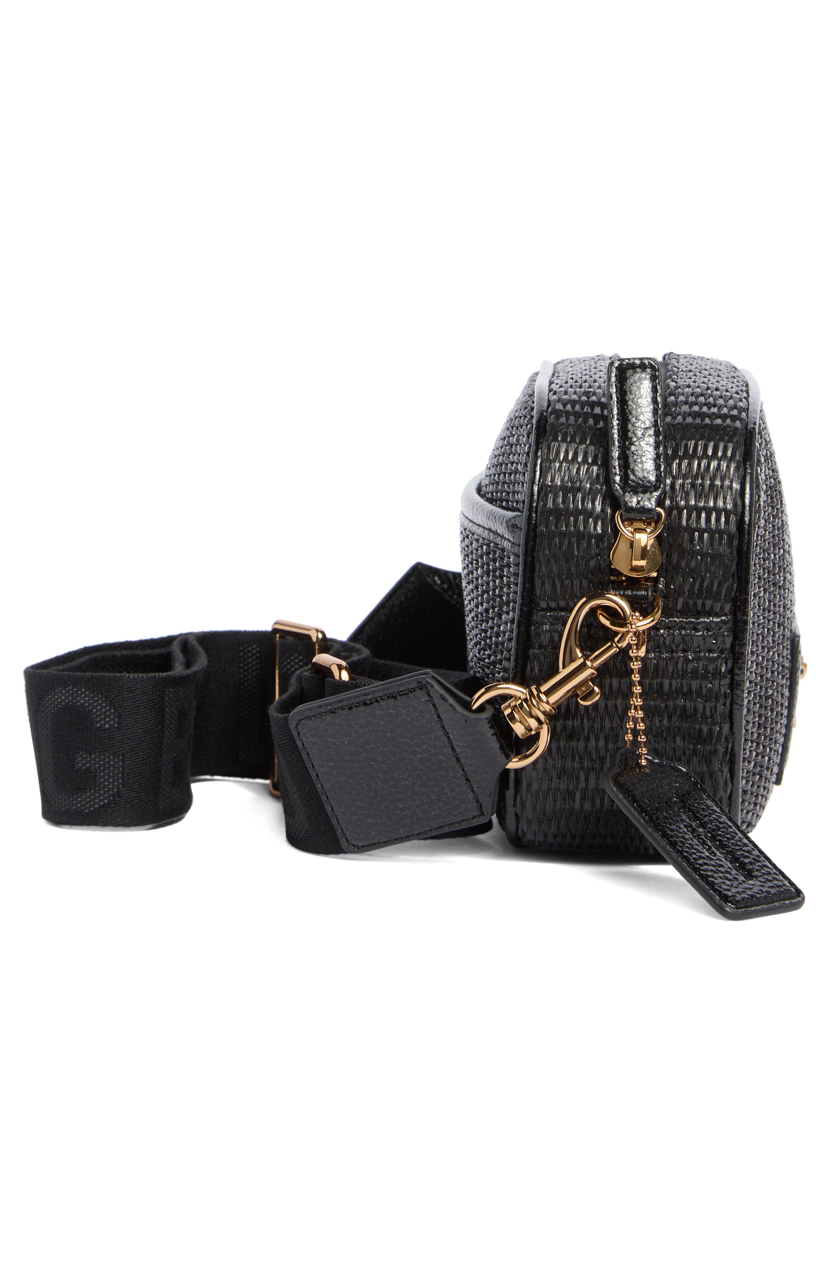 Kurt Geiger London Chiswick Raffia Camera Bag, Alternate, color, Black