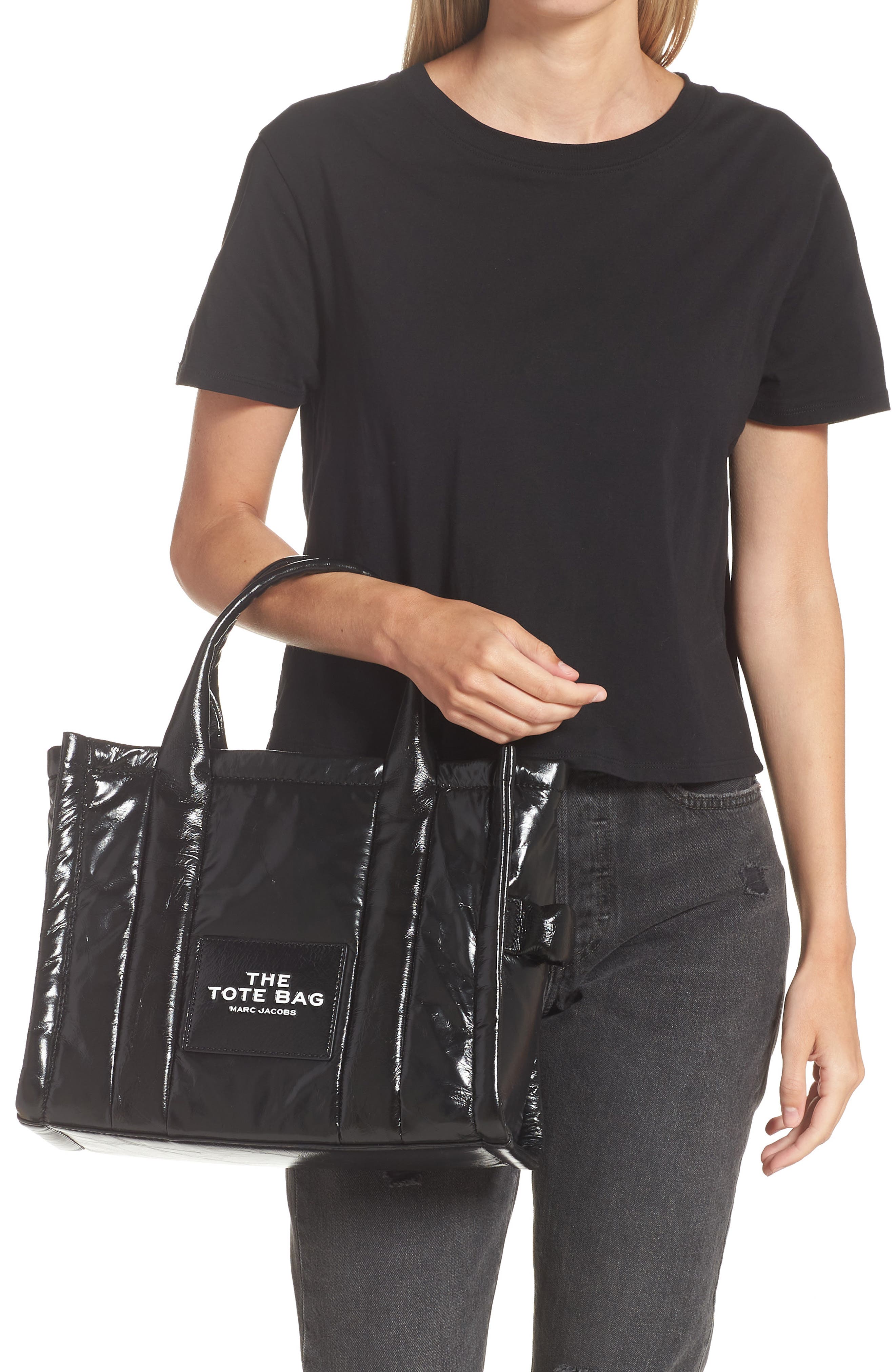 Marc Jacobs The Crinkle Leather Medium Tote Bag, Alternate, color, 