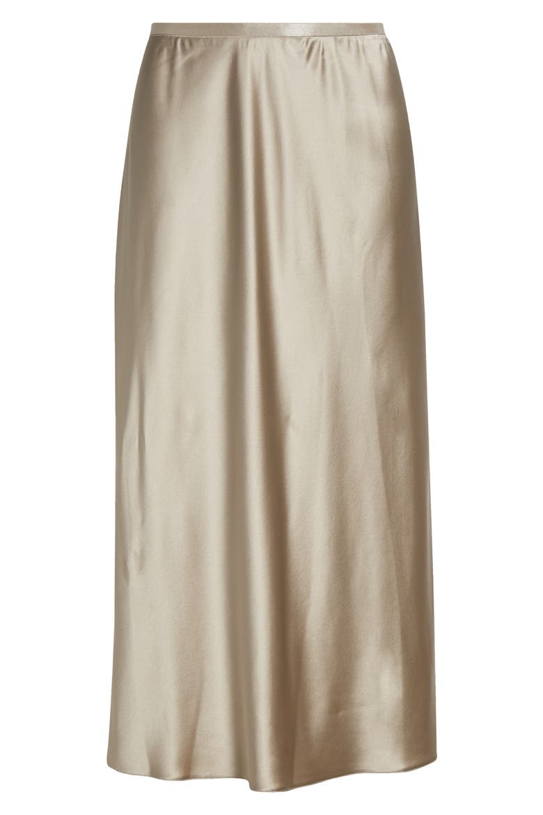 Carnet Silk Satin Midi Skirt, Alternate, color, BEIGE