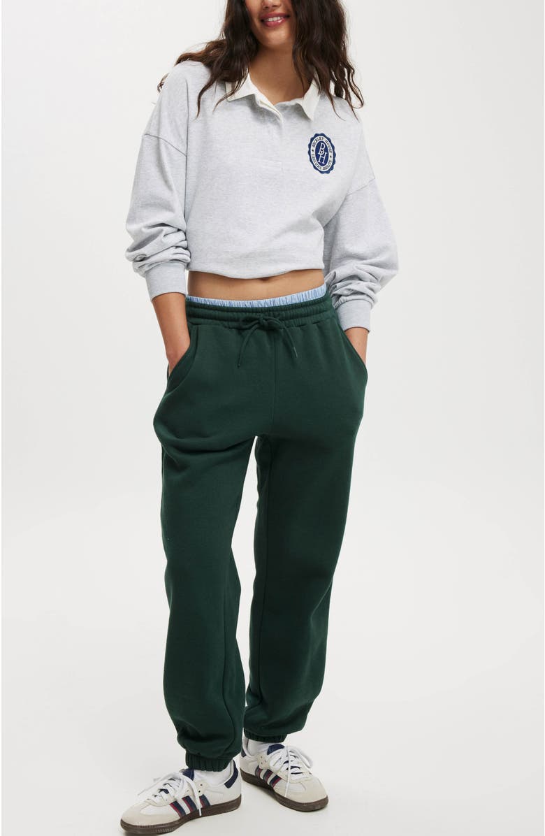 Cotton On Oversized Long Sleeve Polo, Alternate, color, Beckley Soft Grey Marle