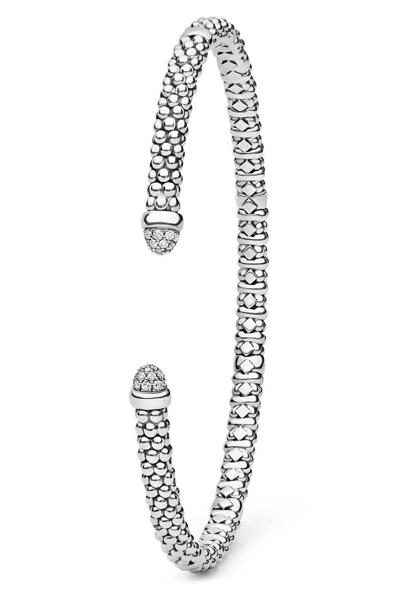 Signature Caviar Versa Pavé Diamond Cuff Bracelet, Alternate, color, SILVER