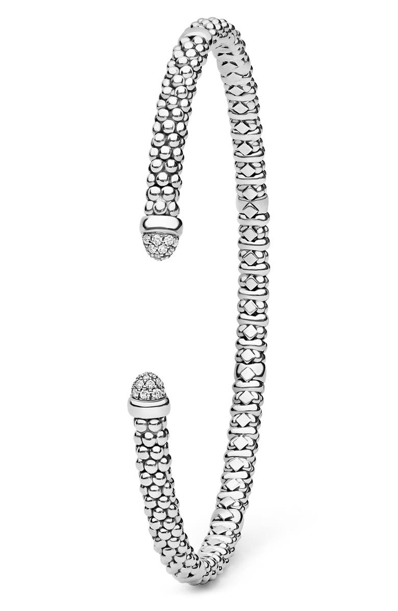 LAGOS Signature Caviar Versa Pavé Diamond Cuff Bracelet, Alternate, color, Silver
