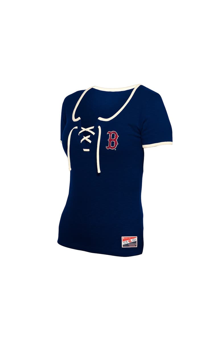 New Era Women's New Era Navy Boston Red Sox Throwback Lace Up T-Shirt, Alternate, color, Navy