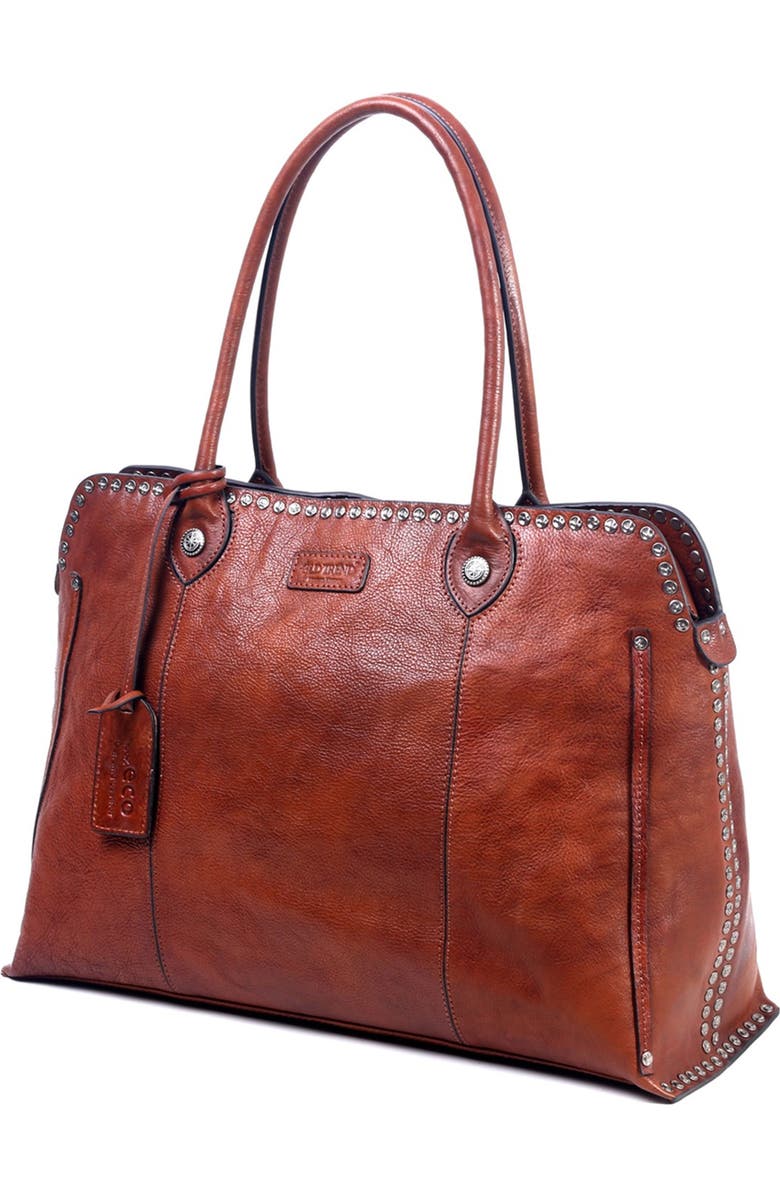 OLD TREND Soul Stud Leather Satchel Bag, Main, color, Cognac