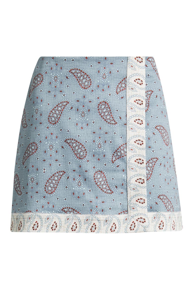 The Tyla Print Faux Wrap Miniskirt, Alternate, color, GEMSTONE MOSAIC DUSTY BLUE