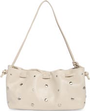BCBG Studded Drawstring Faux Leather Shoulder Bag
