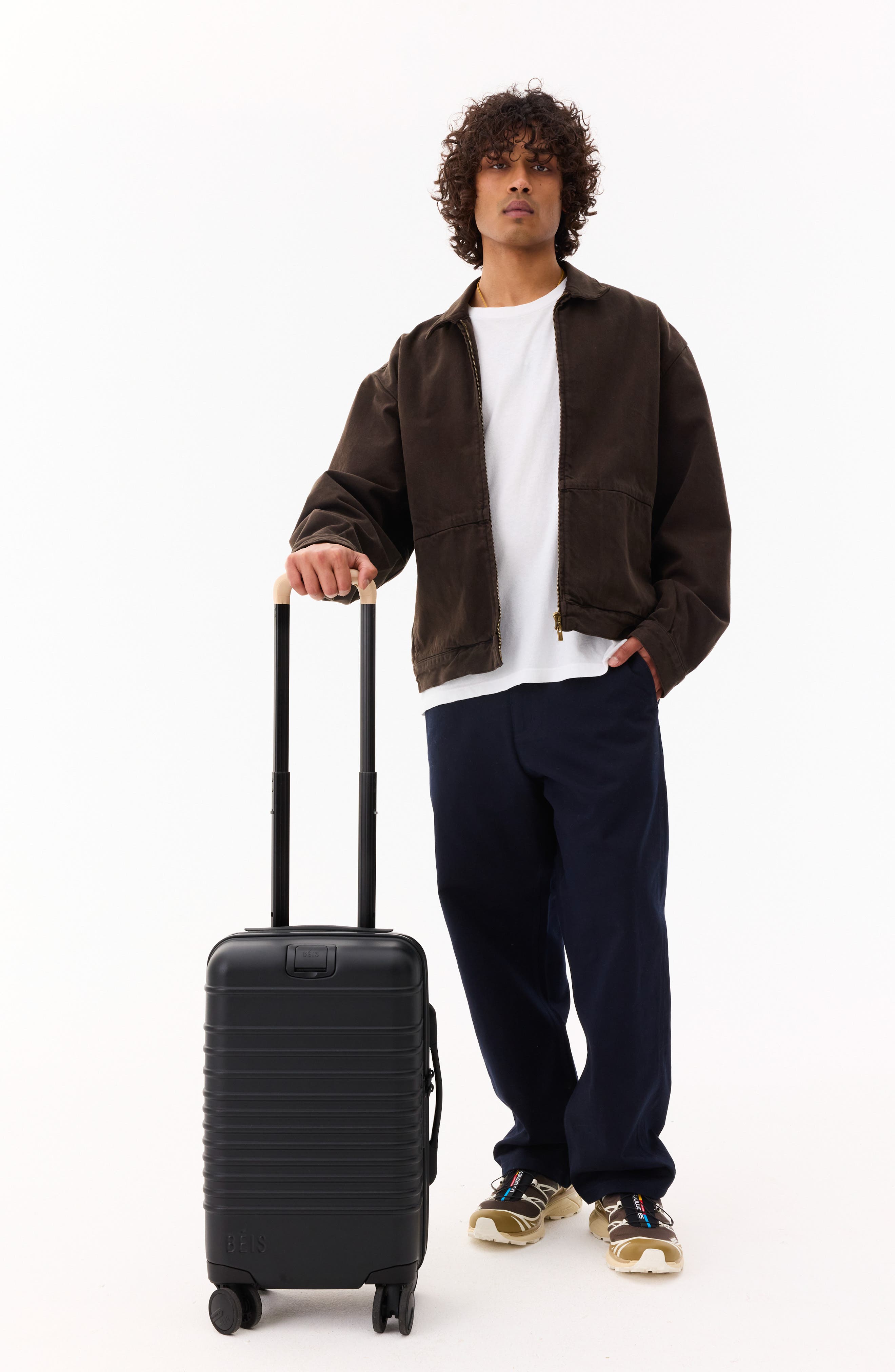 Béis The International 21-Inch Carry-On Roller, Alternate, color, Black