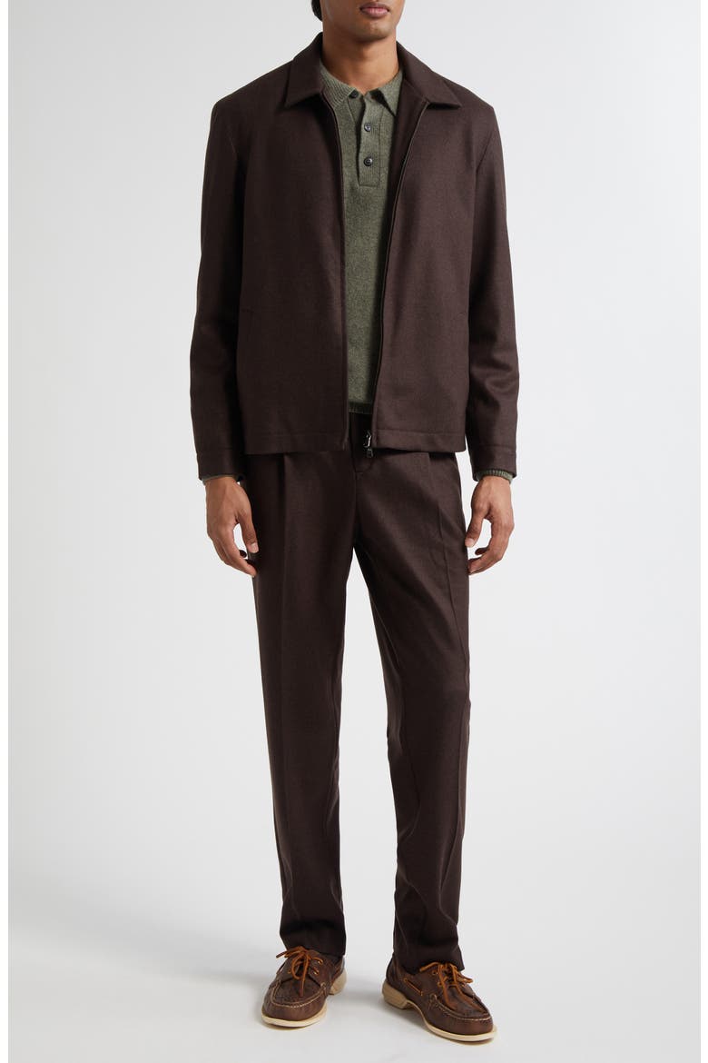 Pleated Boiled Wool Trousers, Alternate, color, TRUFFLE