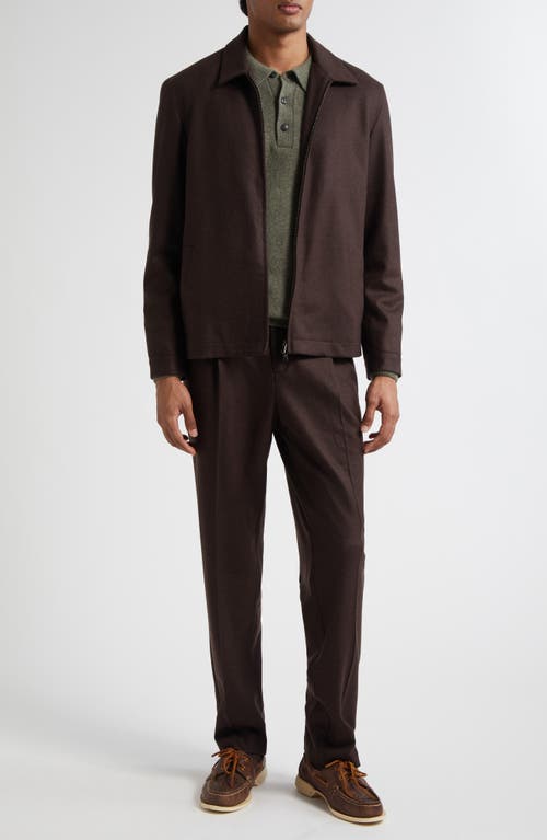 Sunspel Boiled Wool Zip Jacket In Brown