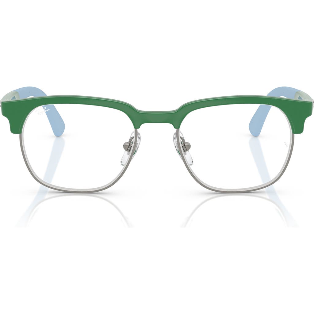 Ray Ban Ray-ban Kids' Ry1641 46mm Square Optical Glasses In Green/gunmetal