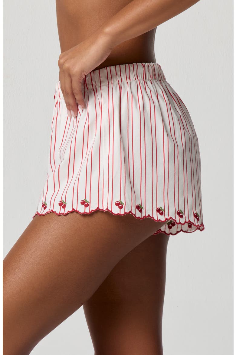 Cherry Stripe Sleep Shorts, Alternate, color, CHERRY SCALLOP