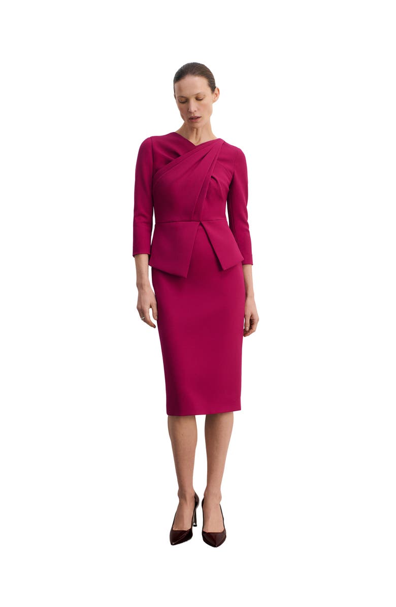 The Fold Alina Peplum Midi Dress, Main, color, Pink