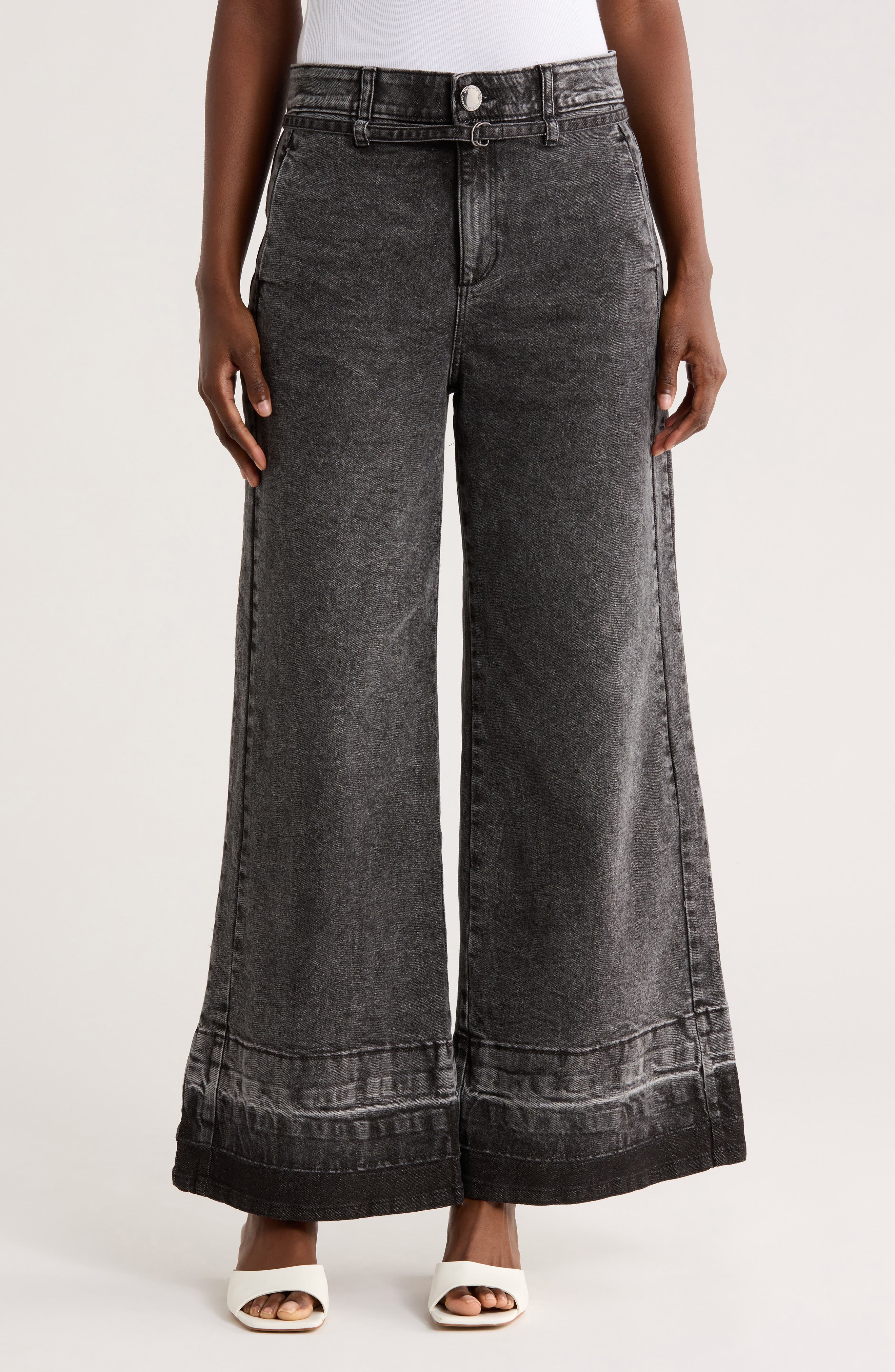 Democracy Tie Waist Wide Leg Jeans