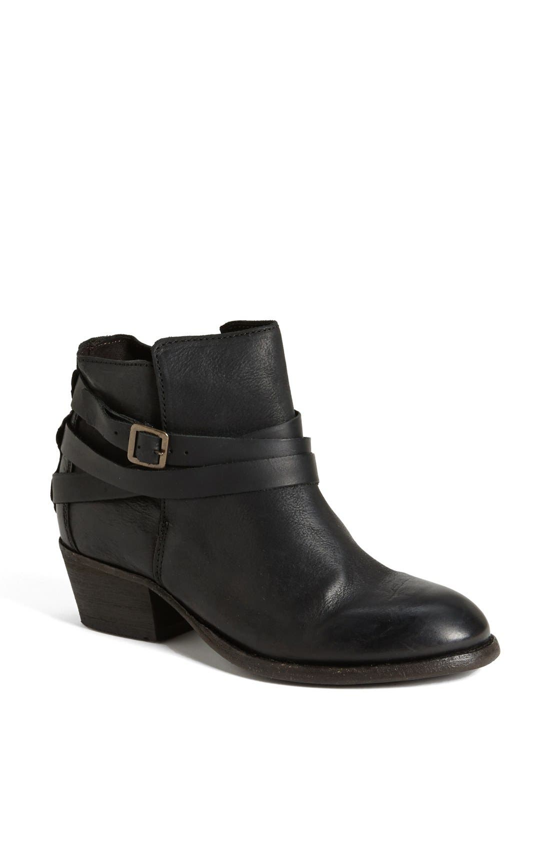 'Horrigan' Belt Wrapped Bootie, Main, color, NOIR