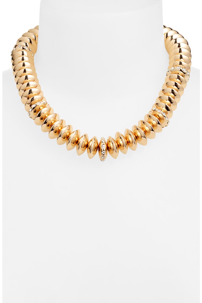 Metallic Bead Collar Necklace, Alternate, color, CLEAR- GOLD