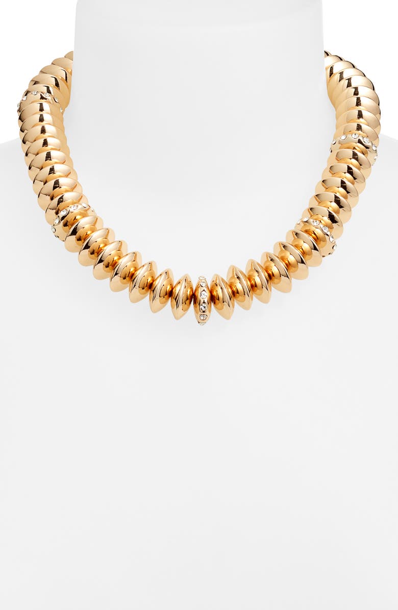 Open Edit Metallic Bead Collar Necklace, Alternate, color, Clear- Gold