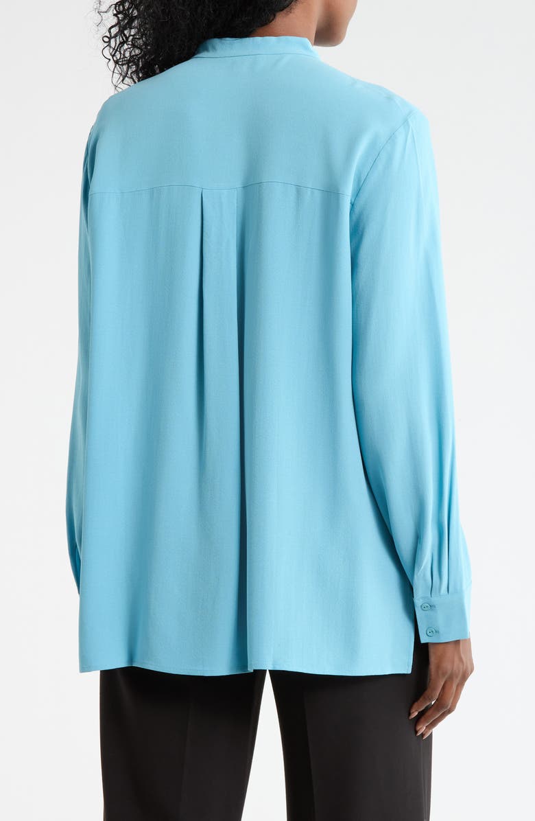 Eileen Fisher Band Collar Silk Button-Up Shirt, Alternate, color, Delfina