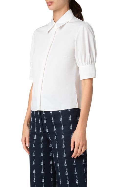Akris Punto Puff Short Sleeve Cotton Button-up Shirt In Cream