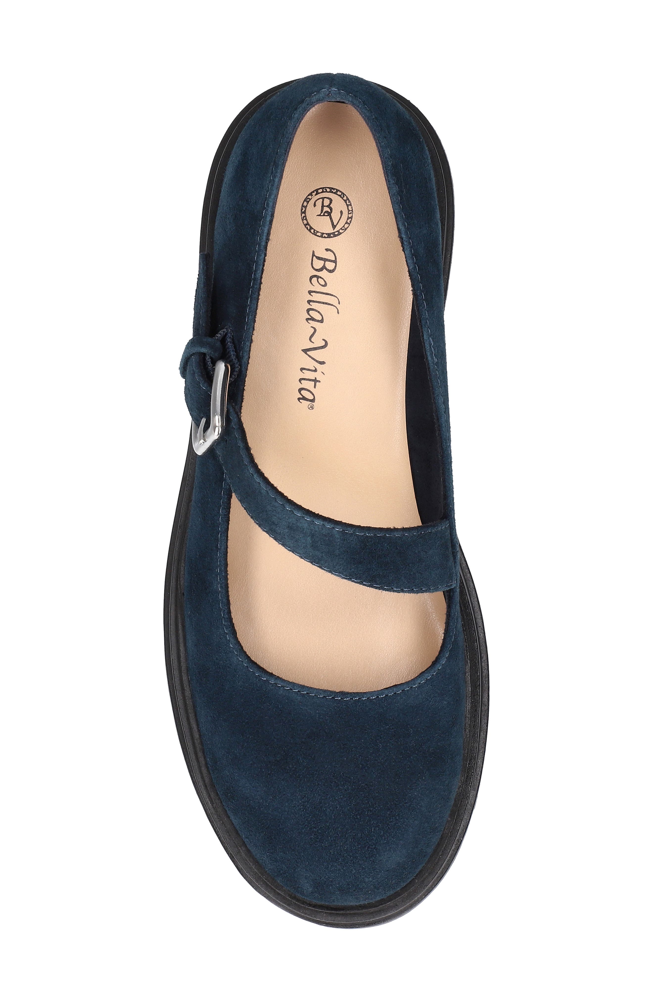 Bella Vita Britt Mary Jane Loafer, Alternate, color, Navy Kidsuede Leather