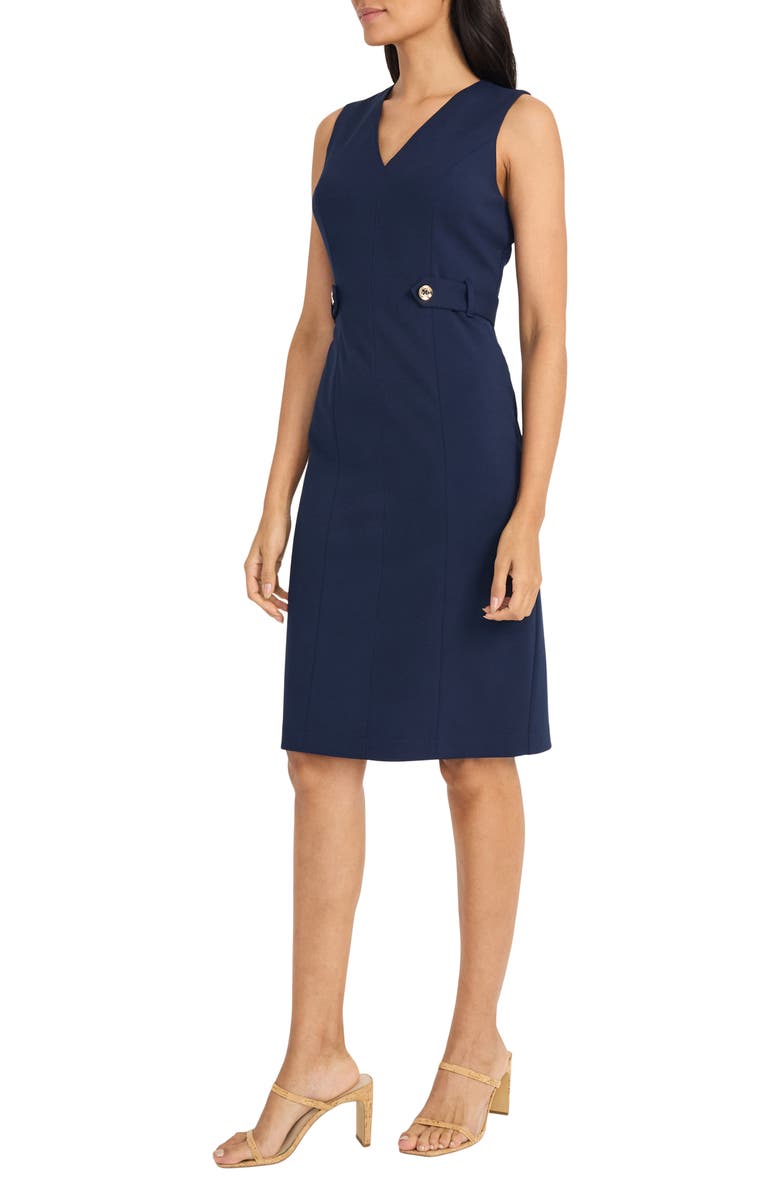 Maggy London Topstitched Button Tab Midi Dress, Alternate, color,