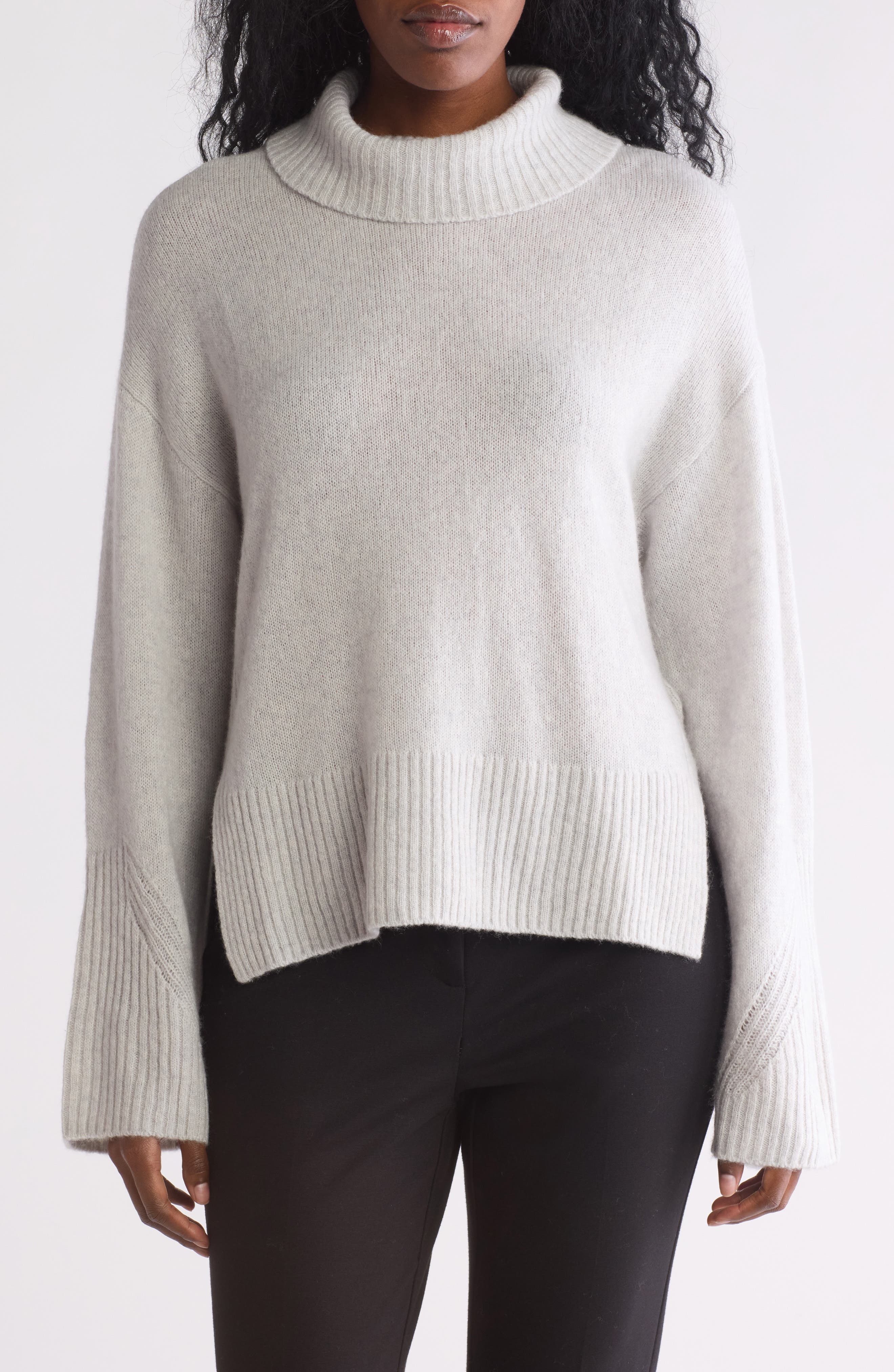 7 For All Mankind Cozy Turtleneck Step Hem Sweater
