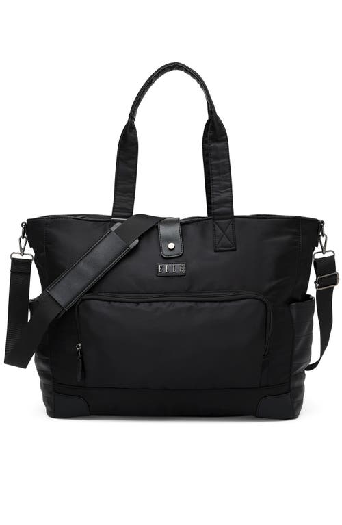 Elle Voyage 25l Twill And Vegan Leather Weekender Tote Bag In Black