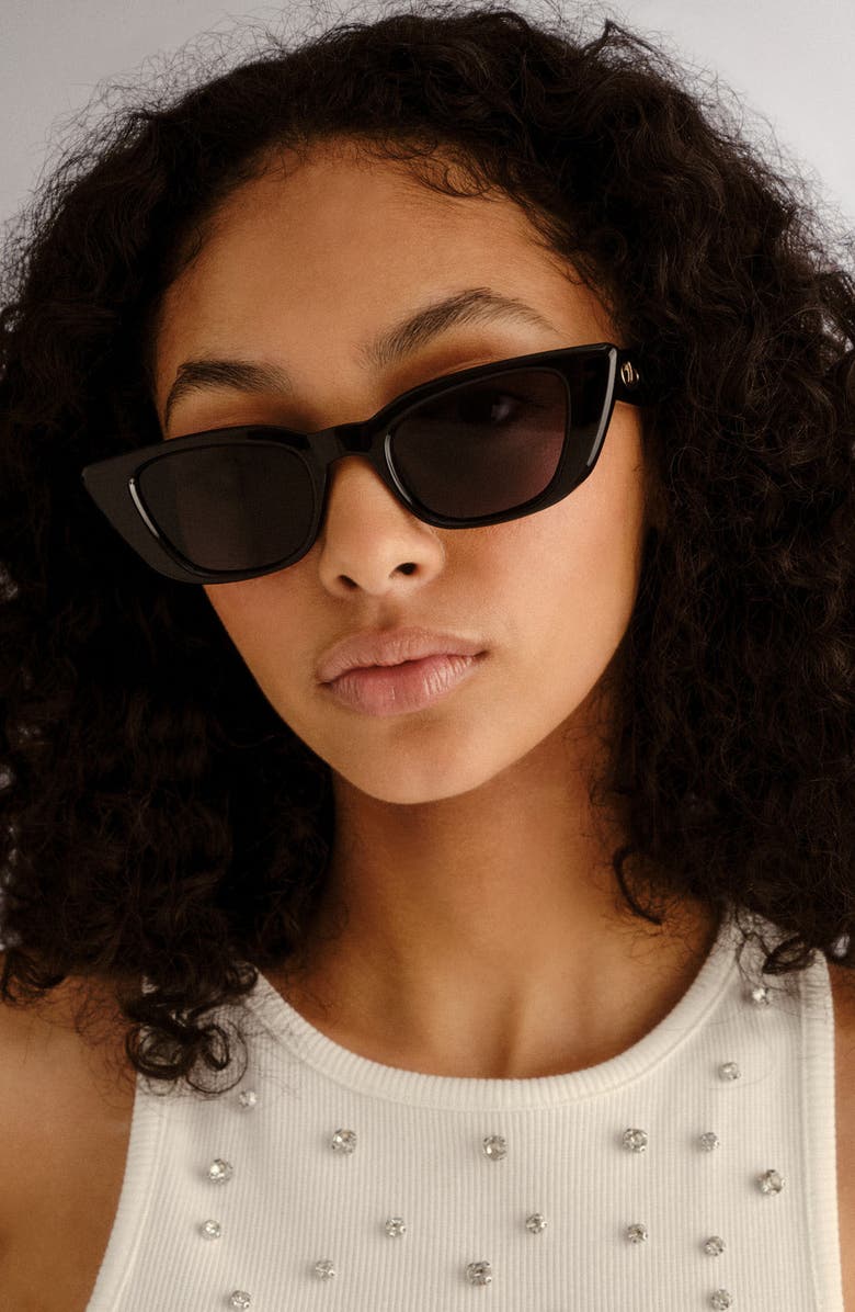 Le Specs Dream Lover 50mm Cat Eye Sunglasses, Alternate, color, Black/Smoke Mono