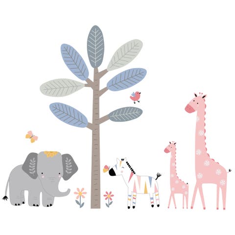 Jazzy Jungle Elephant/Zebra/Giraffe/Tree Wall Decals/Stickers