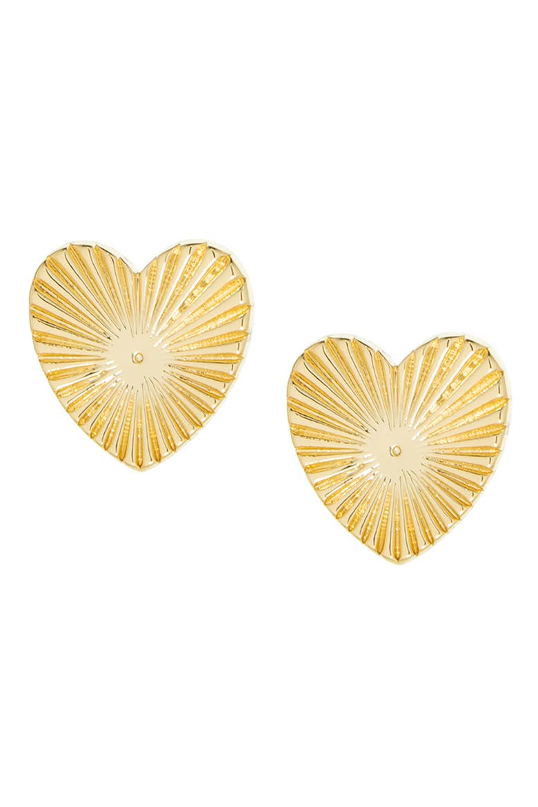 Oversize Etched Heart Stud Earrings, Main, color, GOLD