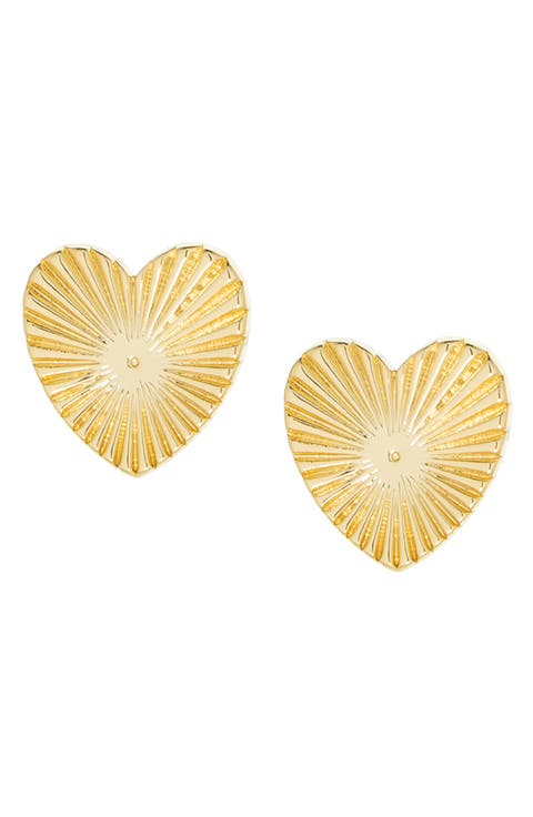 Oversize Etched Heart Stud Earrings