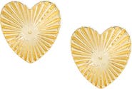 MARLYN SCHIFF Oversize Etched Heart Stud Earrings