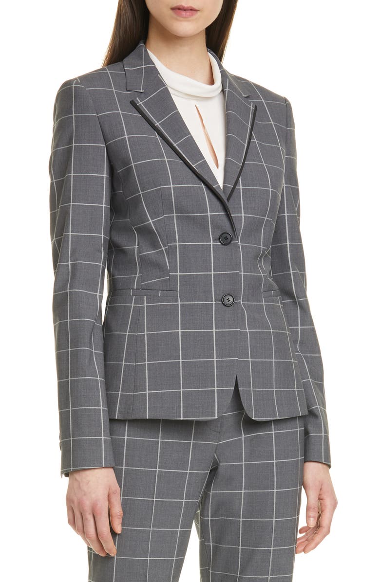 BOSS Julea Windowpane Check Jacket, Main, color, 