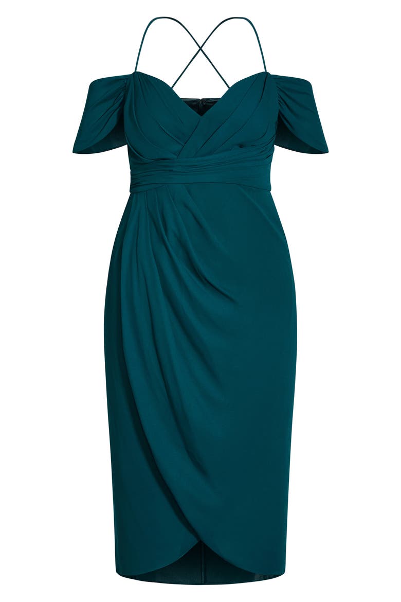 Cold Shoulder Midi Dress, Alternate, color, EMERALD