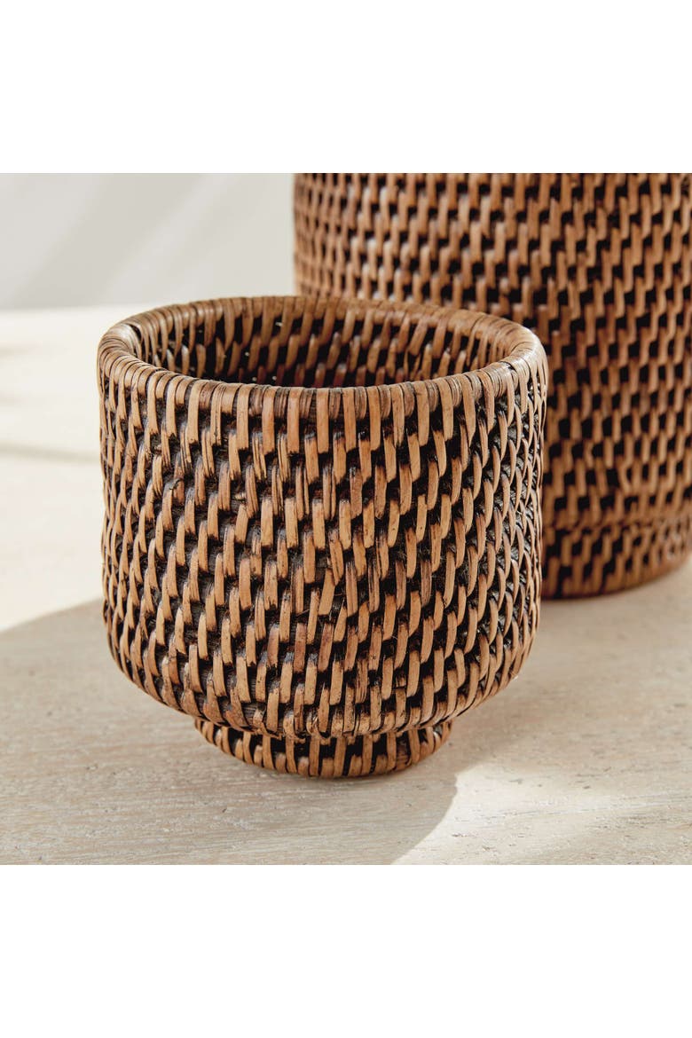 BURMA RATTAN CACHEPOTS SMALL, SET OF 2, Alternate, color, Brown