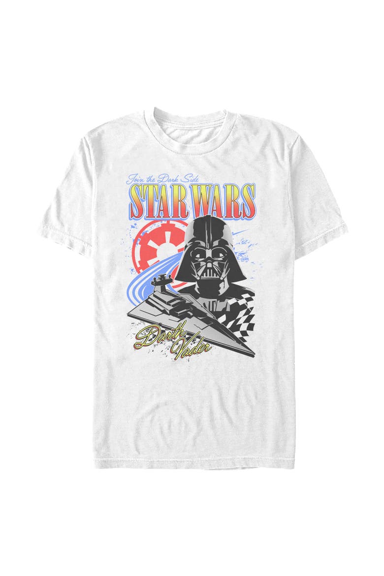 Men's Darth Vader Join the Dark Side Retro Poster Short Sleeve Graphic T-Shirt, Alternate, color, White