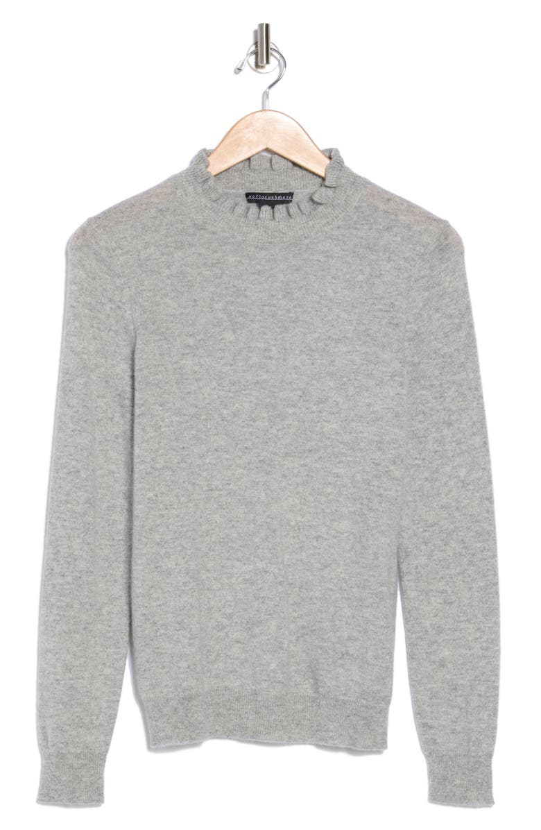 Sofia Cashmere Ruffle Mock Neck Cashmere Sweater, Alternate, color, Medium Grey