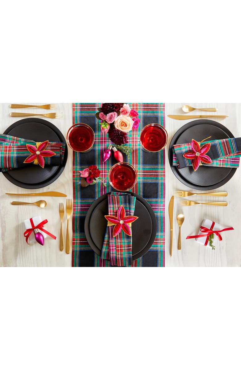 Solino Home Linen Table Runner - Jewel Plaid, Alternate, color, Black Jewel