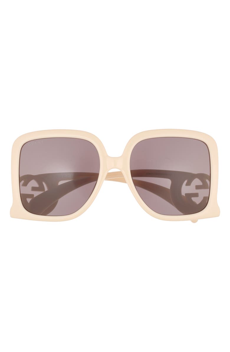 Gucci 55mm Square Sunglasses, Main, color, Ivory Ivory Grey