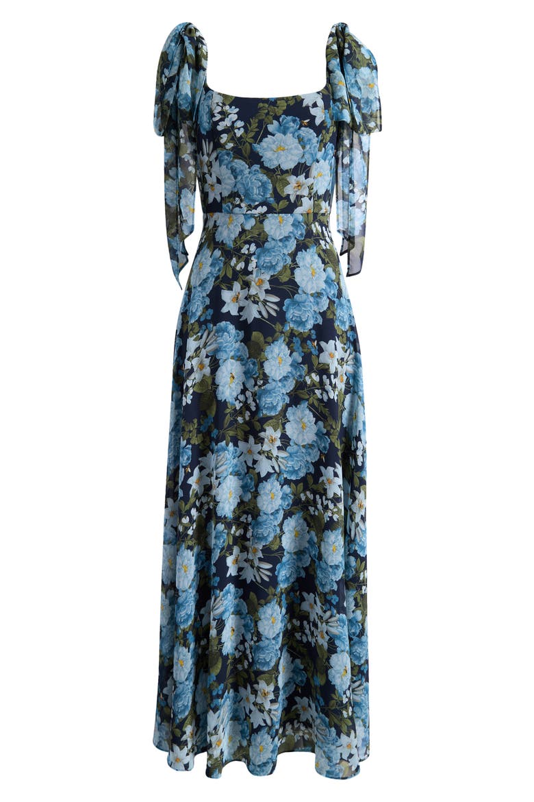 Pearl Floral Chiffon Gown, Alternate, color, PACIFIC BLUE PETALS