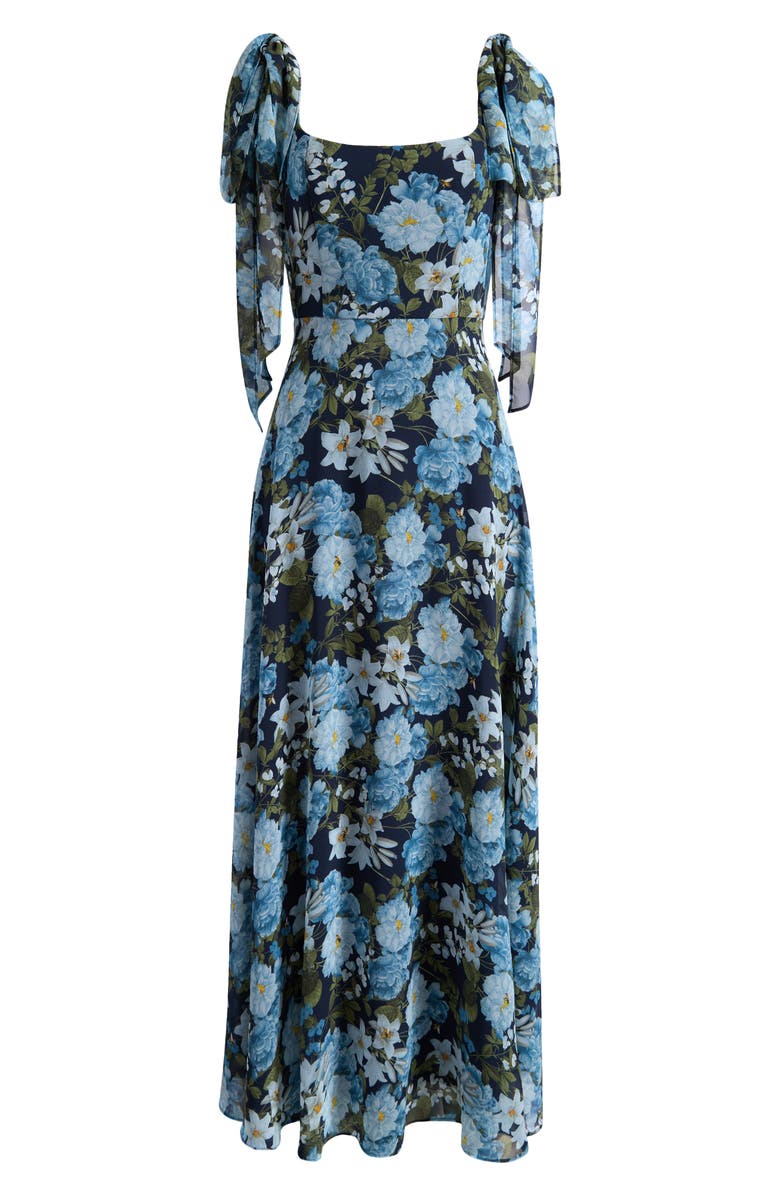 Sachin & Babi Pearl Floral Chiffon Gown, Alternate, color, Pacific Blue Petals