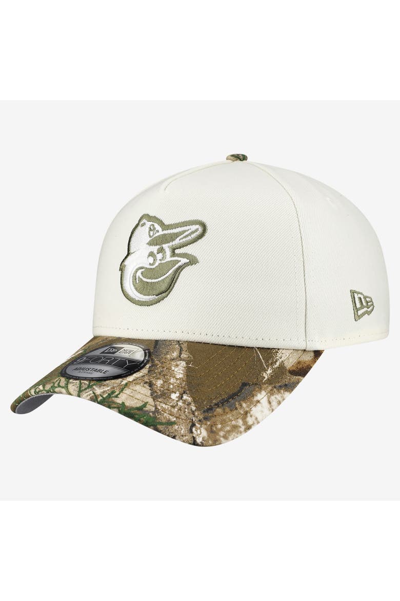 Men's New Era Cream/Realtree Camo Baltimore Orioles 9FORTY A-Frame Adjustable Hat, Alternate, color, Cream