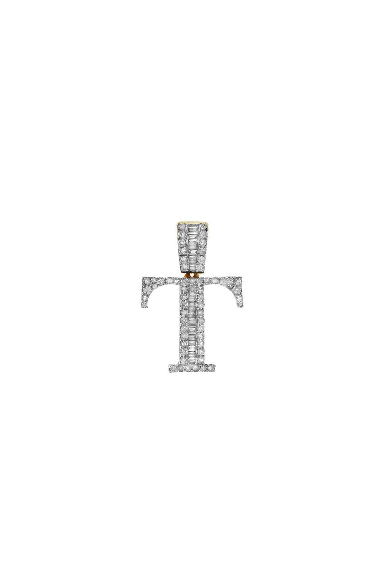 T Initial Diamond Pendant 10K Yellow Gold - 0.59 Carats, Main, color, 10K Yellow Gold
