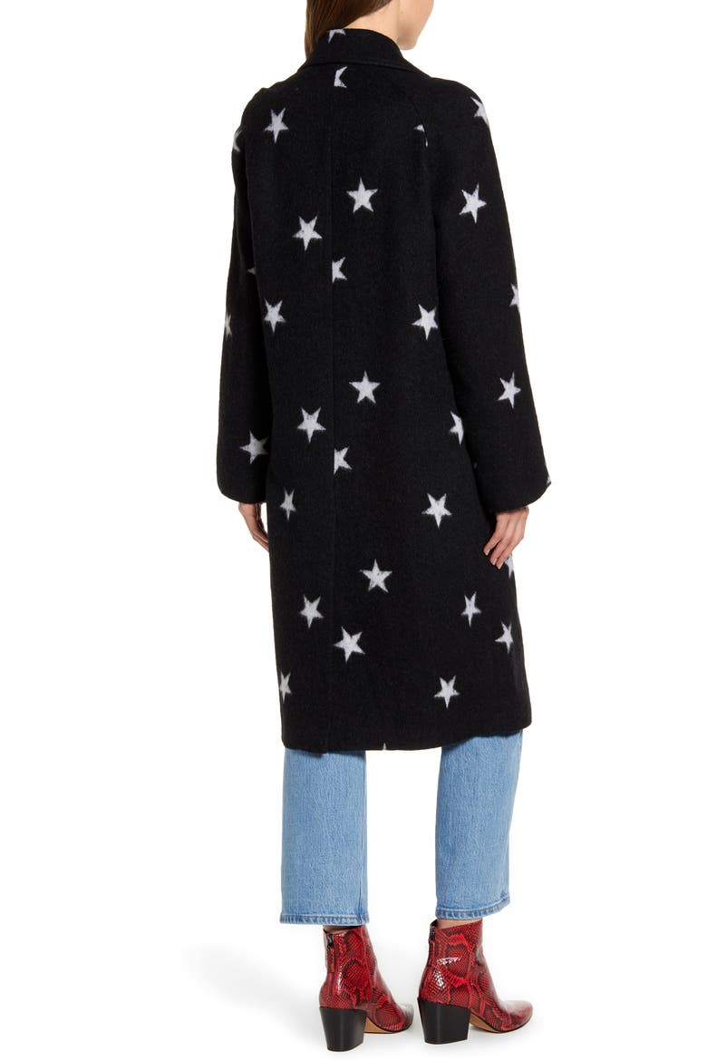 Star Double Face Trench Coat, Alternate, color, BLACK/ WHITE