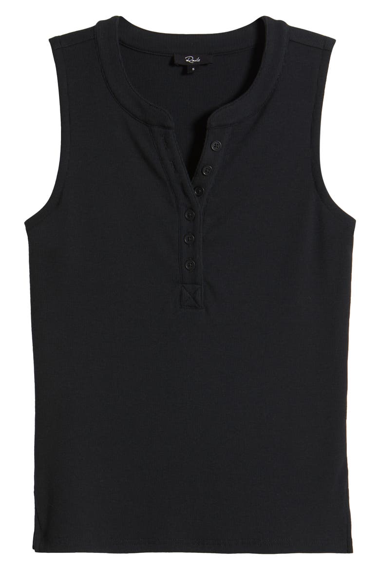Mayla Rib Henley Tank, Alternate, color, BLACK