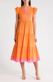SUGARLIPS Donna Dot Mirna Tiered Midi Dress