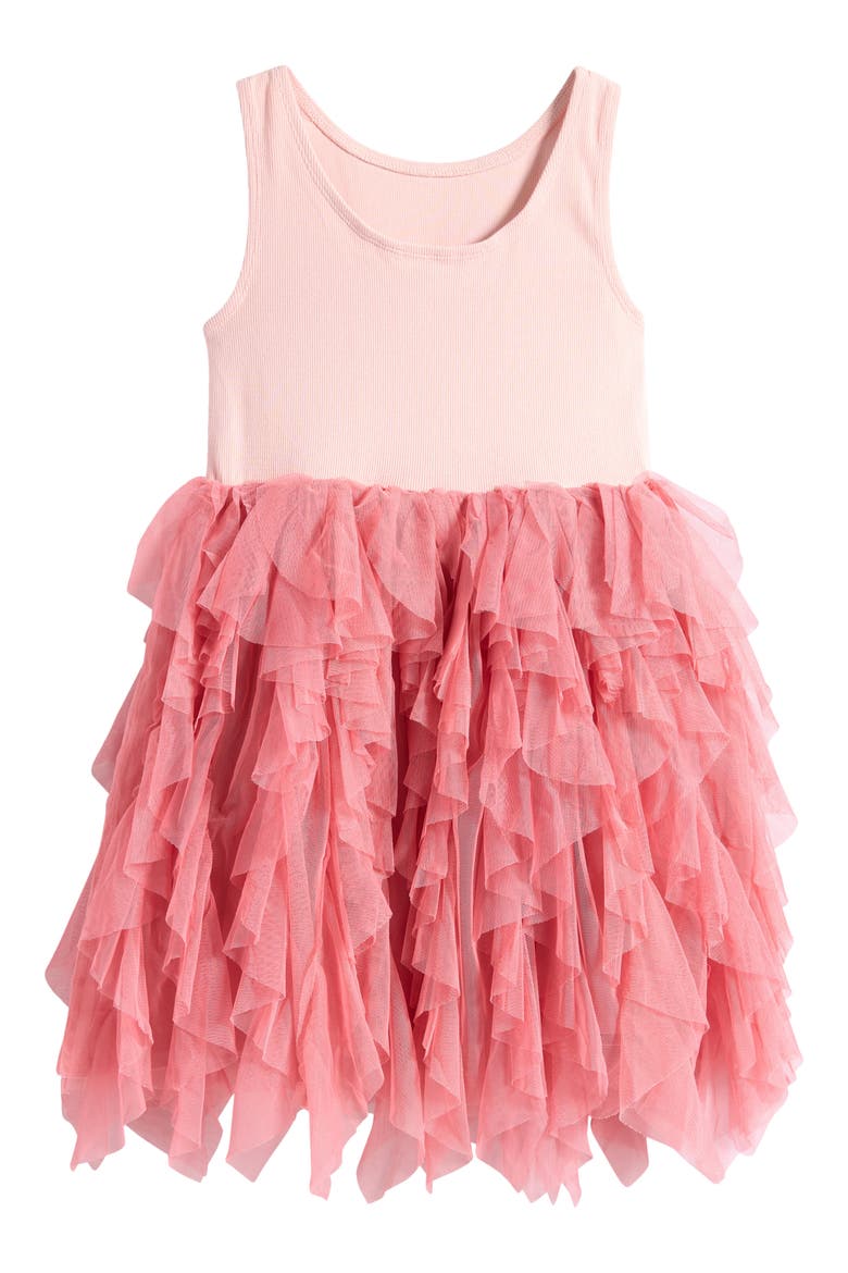 Kids' Rib Knit & Tulle Tank Dress, Alternate, color, CHALK PINK