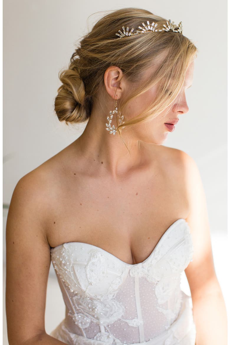 Mishael Marquise Crystal Crown (Nordstrom Exclusive), Alternate, color, GOLD
